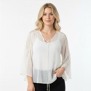 Angie top ivory color sheer Swiss dot size medium